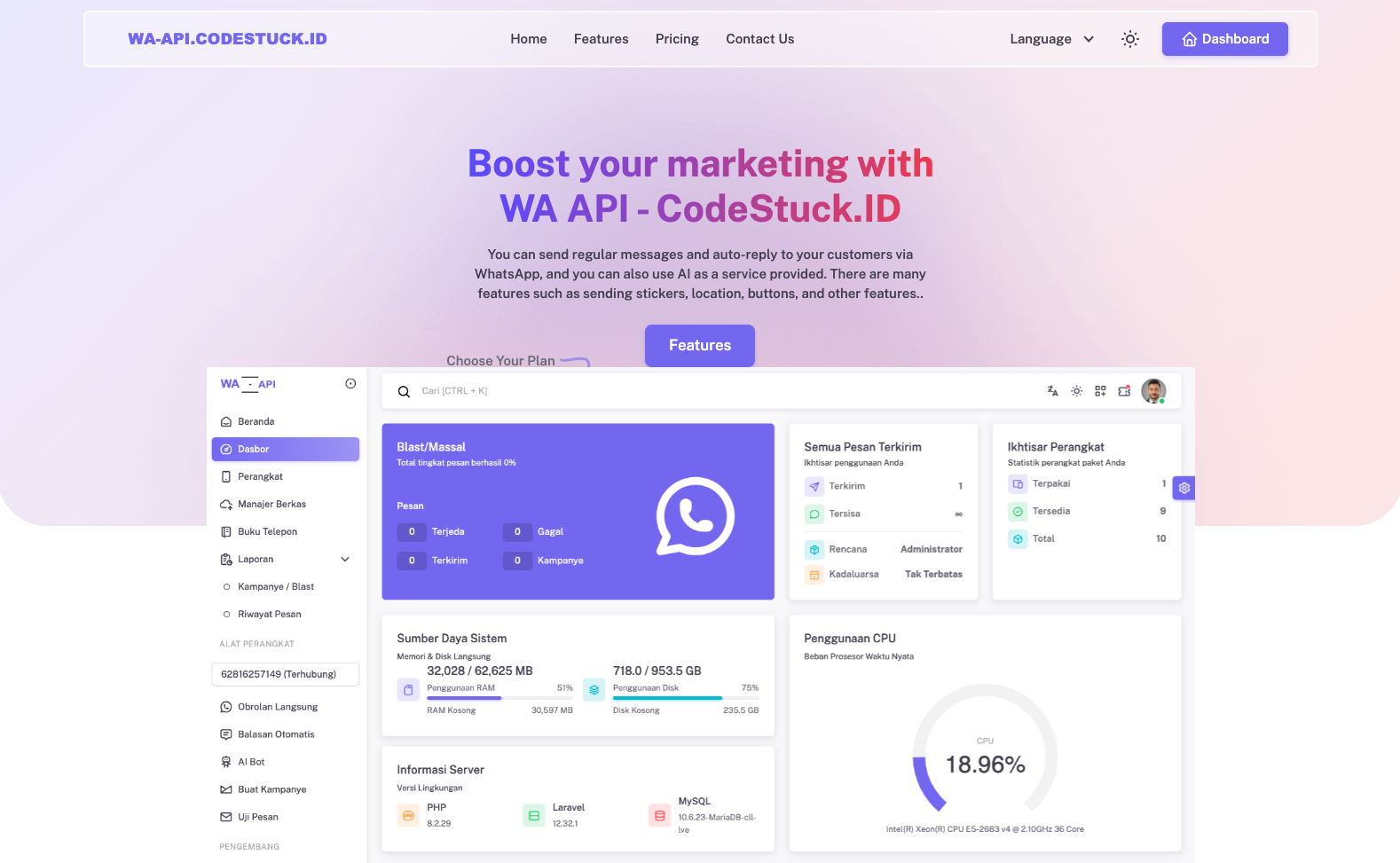 WhatsApp Gateway Center With AI Powerfull (CRM Manager)